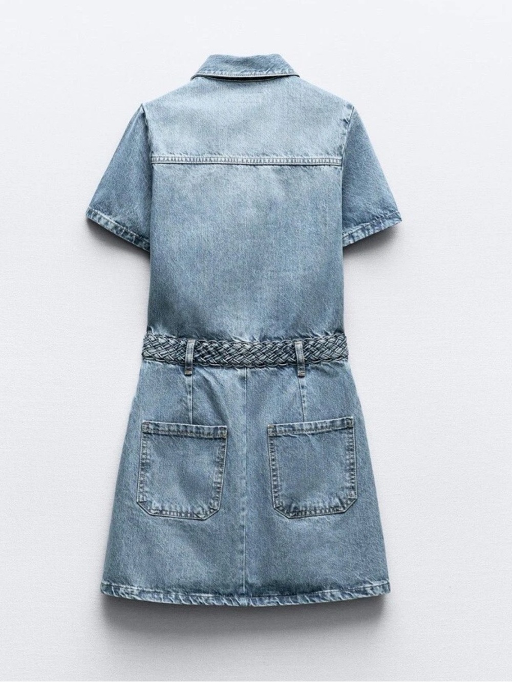 ZARA SS24 COTTON DENIM Z1975 MINI MID BLUE SHIRTDRESS - Picture 6 of 10